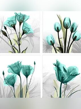 Hand-Painted Tulip Canvas Wall Art - Set of 4